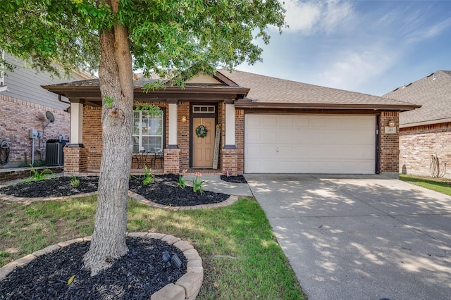 2813 Ashton Way, Mckinney, TX 75071 - ranch-style house with brick siding, a garage, driveway, and a porch