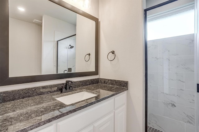 604 Bluff Point Ln, Haslet, TX 76052 - bathroom featuring a stall shower and vanity