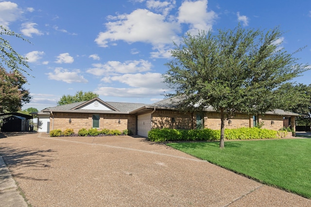 108 Circleview Dr S, Hurst, TX 76054 - view of front of home featuring an attached garage, a front yard, brick siding, driveway, and roof with shingles