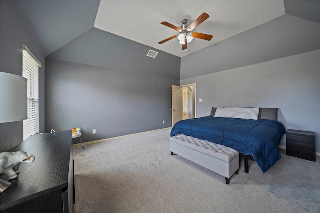 105 Universal Dr, Fate, TX 75189 - carpeted bedroom with lofted ceiling, a ceiling fan, and baseboards