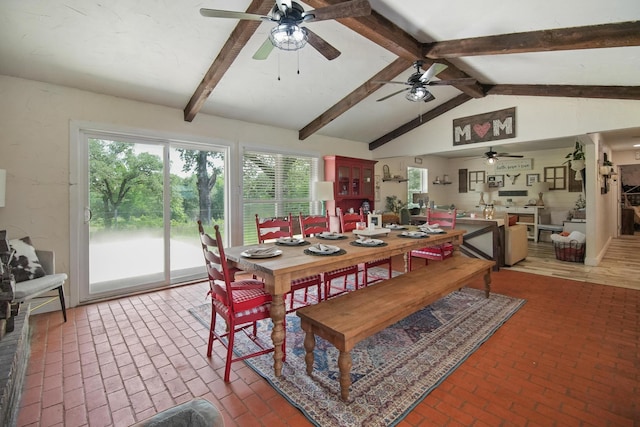 3044 US Highway 80, Grand Saline, TX 75140 - dining area with a ceiling fan and brick floors