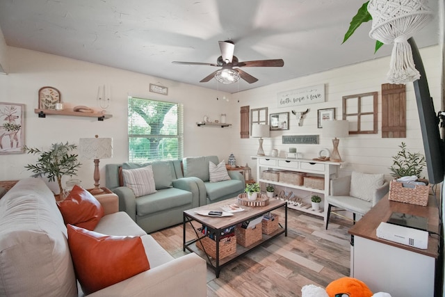 3044 US Highway 80, Grand Saline, TX 75140 - living room featuring light wood-style flooring and ceiling fan