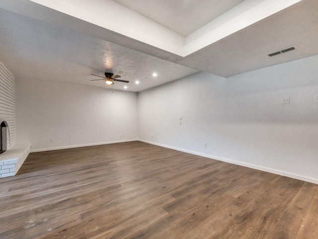 3101 Oak Hill Rd, Carrollton, TX 75007 - empty room with ceiling fan, baseboards, dark wood-style floors, and recessed lighting