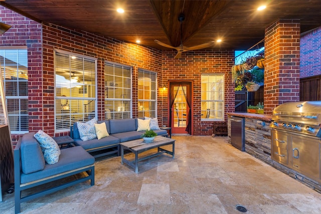 5801 Maidstone Dr, Richardson, TX 75082 - view of patio / terrace featuring an outdoor hangout area and exterior kitchen