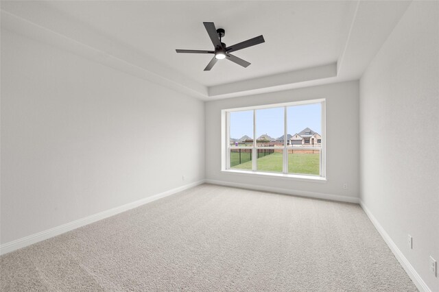 366 Paddle Boat Dr, Granbury, TX 76048 - spare room featuring light colored carpet, baseboards, a ceiling fan, and a raised ceiling
