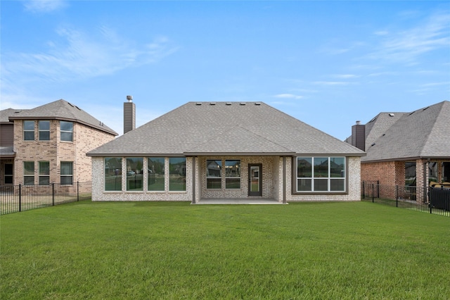366 Paddle Boat Dr, Granbury, TX 76048 - rear view of property featuring a patio area, brick siding, roof with shingles, and a chimney