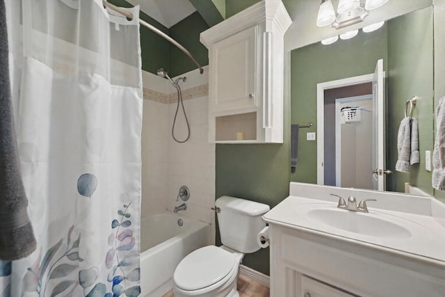 7917 Chapelwood Dr, North Richland Hills, TX 76182 - full bathroom featuring shower / tub combo, toilet, and vanity
