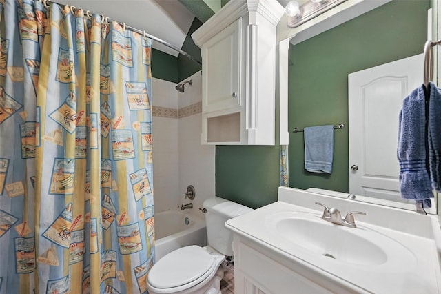 7917 Chapelwood Dr, North Richland Hills, TX 76182 - bathroom with toilet, vanity, and shower / bath combination with curtain
