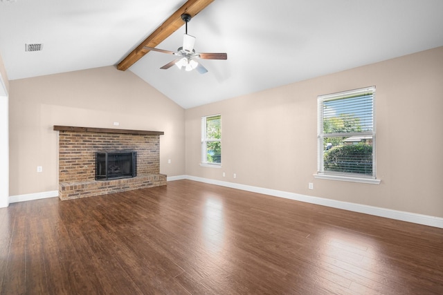 310 Singletree St, Highland Village, TX 75077 - unfurnished living room featuring ceiling fan, wood finished floors, a brick fireplace, and baseboards
