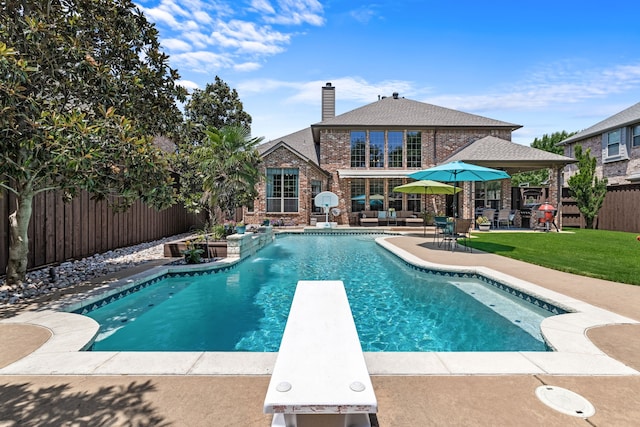 1765 Mustang Trl, Frisco, TX 75033 - view of swimming pool featuring a patio and a diving board