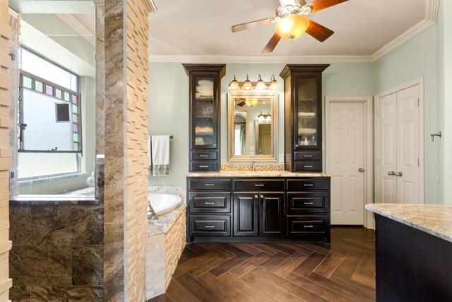 1765 Mustang Trl, Frisco, TX 75033 - full bathroom with a bath, vanity, crown molding, and ceiling fan