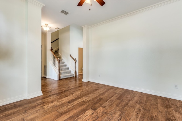 6500 Bolliger Ct, Frisco, TX 75035 - corridor with dark wood-style flooring, stairway, and baseboards