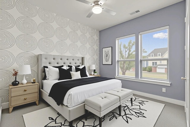 1725 Rolling Heights Ln, Fort Worth, TX 76008 - bedroom featuring baseboards, light colored carpet, and a ceiling fan