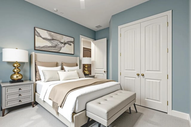 1725 Rolling Heights Ln, Fort Worth, TX 76008 - bedroom featuring carpet, a closet, baseboards, and a ceiling fan
