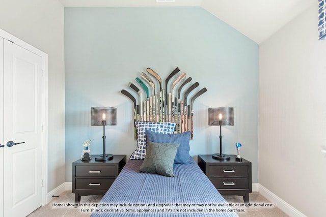 1036 Snowy Owl Dr, Alvarado, TX 76009 - carpeted bedroom featuring lofted ceiling and baseboards