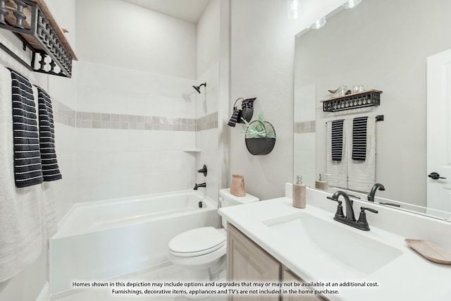 1036 Snowy Owl Dr, Alvarado, TX 76009 - bathroom featuring vanity, toilet, and washtub / shower combination