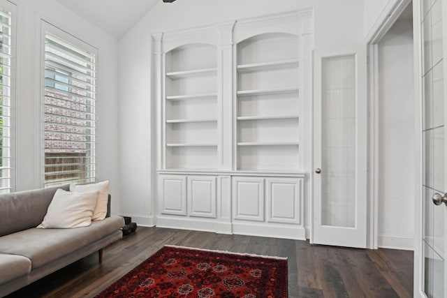 4064 Covent Garden Ln, Frisco, TX 75034 - sitting room with dark wood-type flooring, lofted ceiling, and baseboards