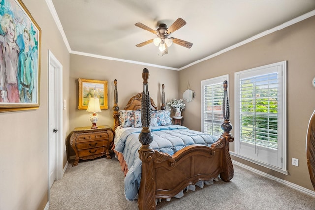 102 Dove Crk, Mckinney, TX 75071 - bedroom featuring carpet flooring, ornamental molding, baseboards, and a ceiling fan