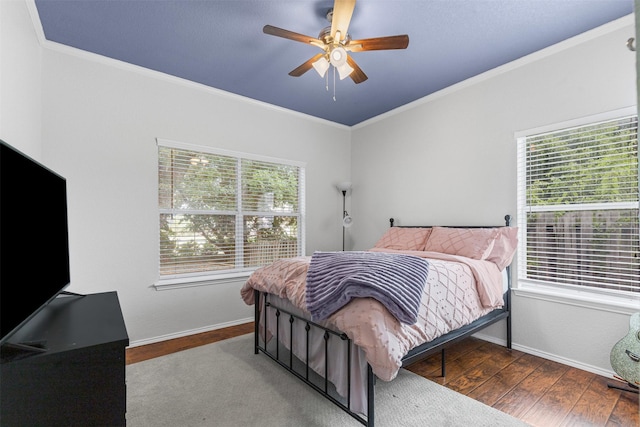 2122 Quail Ridge Dr, Weatherford, TX 76087 - bedroom featuring multiple windows, ornamental molding, wood finished floors, and baseboards