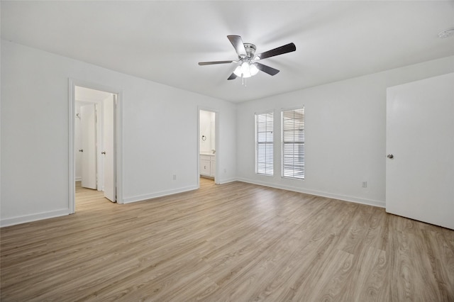 4536 Louisville Dr, Plano, TX 75093 - spare room featuring light wood-type flooring, baseboards, and ceiling fan
