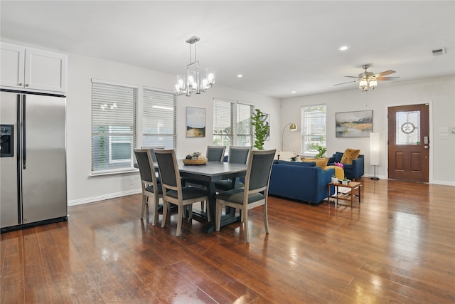 634 N Tyler St, Dallas, TX 75208 - dining space featuring wood finished floors, recessed lighting, baseboards, and a chandelier