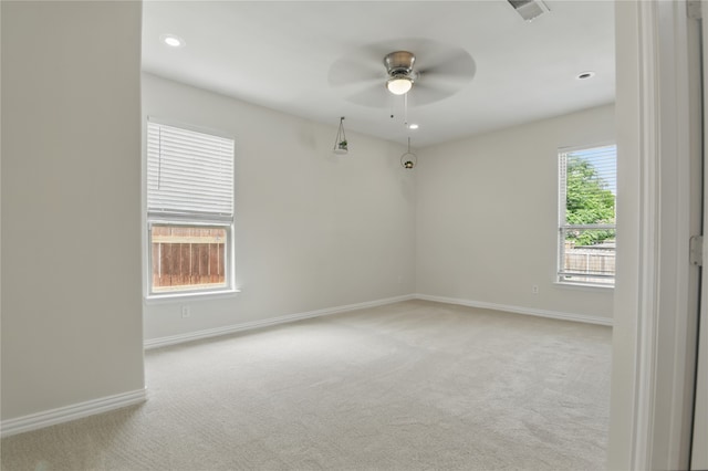 634 N Tyler St, Dallas, TX 75208 - carpeted spare room featuring a ceiling fan, baseboards, and recessed lighting