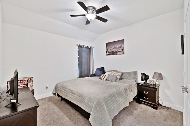 7244 Montosa Trl, Fort Worth, TX 76131 - bedroom featuring light colored carpet, a ceiling fan, and lofted ceiling