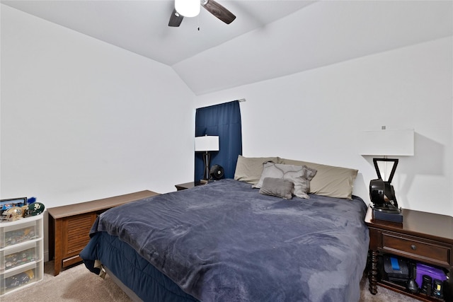 7244 Montosa Trl, Fort Worth, TX 76131 - bedroom with carpet floors, vaulted ceiling, and ceiling fan