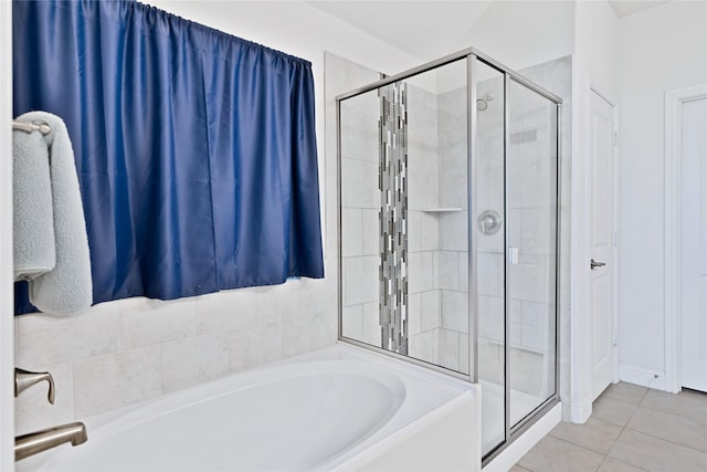 7244 Montosa Trl, Fort Worth, TX 76131 - full bath featuring a garden tub, a shower stall, and tile patterned flooring