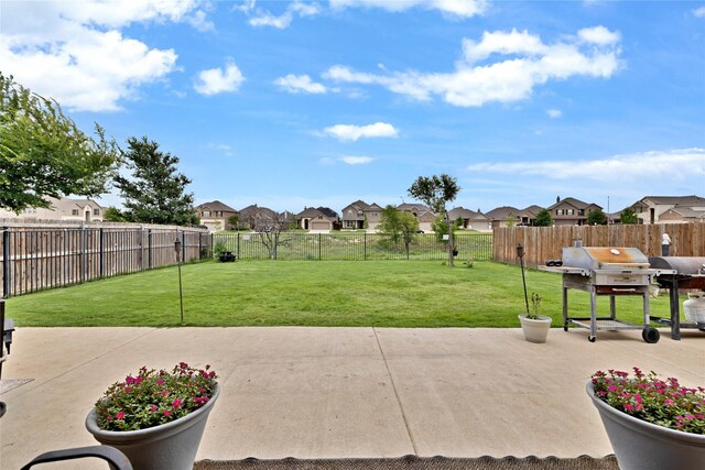 7244 Montosa Trl, Fort Worth, TX 76131 - fenced backyard featuring a residential view, a patio area, and grilling area