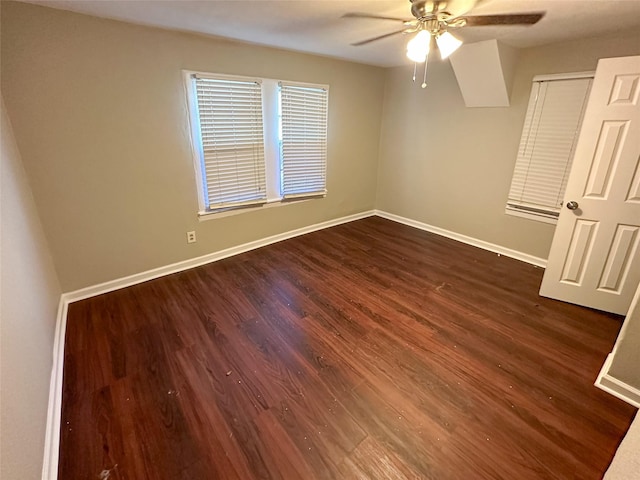 5729 Blackmore Ave, Fort Worth, TX 76107 - unfurnished bedroom featuring dark wood finished floors, baseboards, and ceiling fan