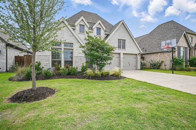 1419 Misty Pasture Way, Mansfield, TX 76063 - french country inspired facade featuring driveway, stone siding, roof with shingles, and brick siding