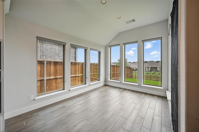 1419 Misty Pasture Way, Mansfield, TX 76063 - unfurnished sunroom with baseboards, wood finished floors, lofted ceiling, and recessed lighting
