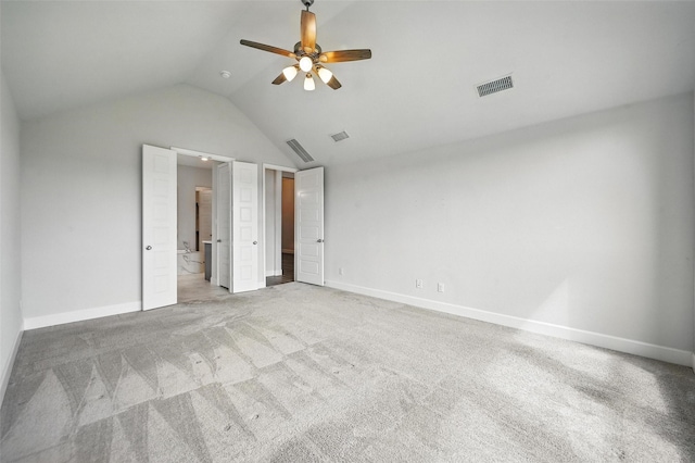 1419 Misty Pasture Way, Mansfield, TX 76063 - unfurnished bedroom featuring vaulted ceiling, baseboards, carpet, a ceiling fan, and ensuite bathroom