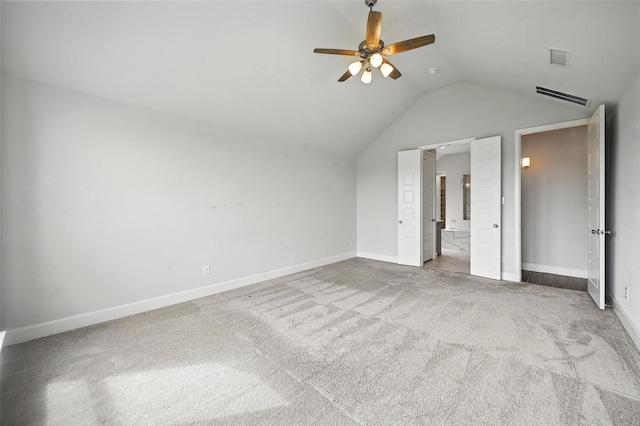 1419 Misty Pasture Way, Mansfield, TX 76063 - unfurnished bedroom with lofted ceiling, baseboards, carpet floors, ensuite bathroom, and ceiling fan
