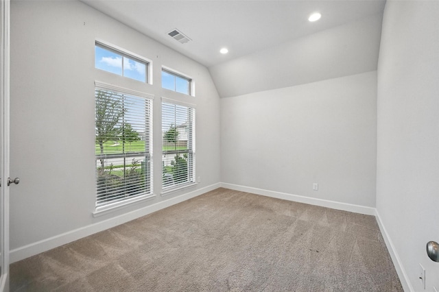 1419 Misty Pasture Way, Mansfield, TX 76063 - carpeted spare room featuring baseboards, lofted ceiling, and recessed lighting