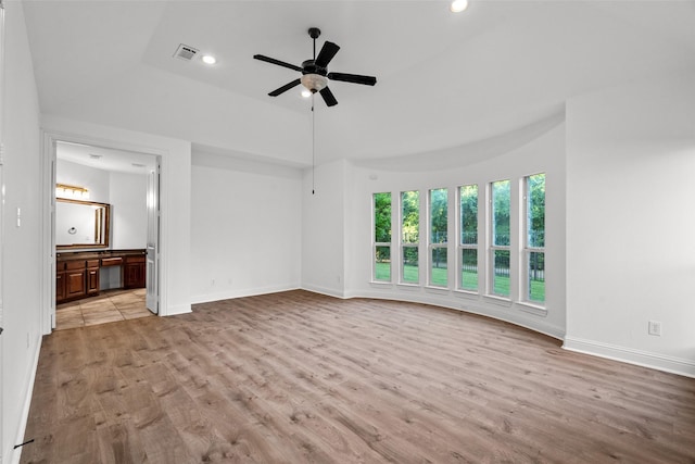 1228 Copano Dr, Allen, TX 75013 - unfurnished living room with wood finished floors, a ceiling fan, baseboards, and recessed lighting
