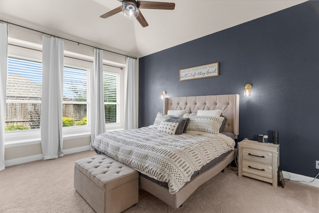 2402 Wilson Dr, Anna, TX 75409 - bedroom with carpet floors, lofted ceiling, and a ceiling fan