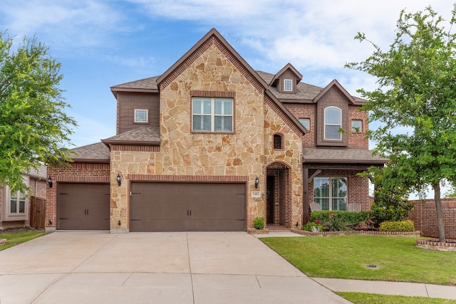 2402 Wilson Dr, Anna, TX 75409 - view of front of home with stone siding, concrete driveway, and a shingled roof