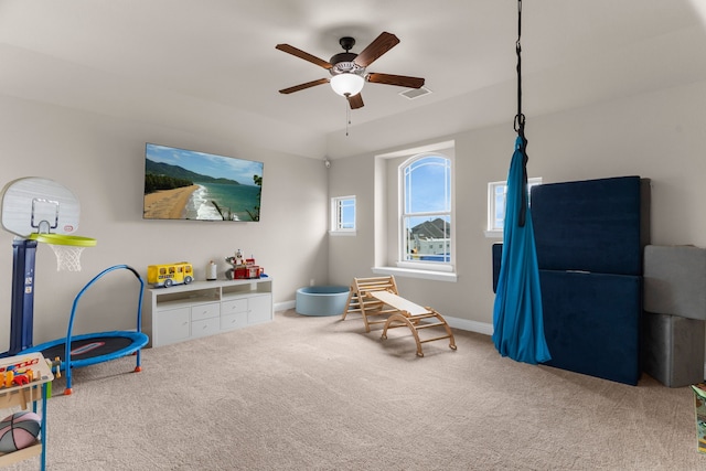 2402 Wilson Dr, Anna, TX 75409 - rec room featuring a ceiling fan and carpet floors