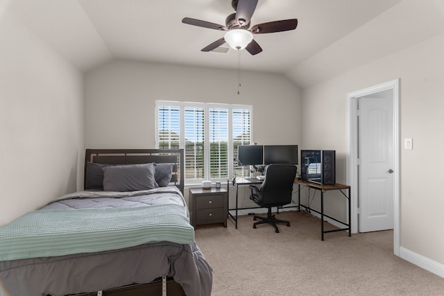 2402 Wilson Dr, Anna, TX 75409 - carpeted bedroom with lofted ceiling, a desk, and ceiling fan