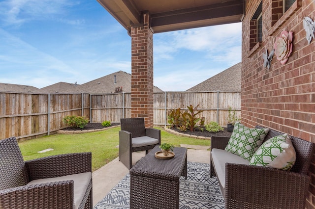 2402 Wilson Dr, Anna, TX 75409 - fenced backyard featuring an outdoor living space and a patio