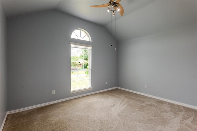 316 Cottonwood Trl, Shady Shores, TX 76208 - carpeted empty room with lofted ceiling, ceiling fan, and baseboards