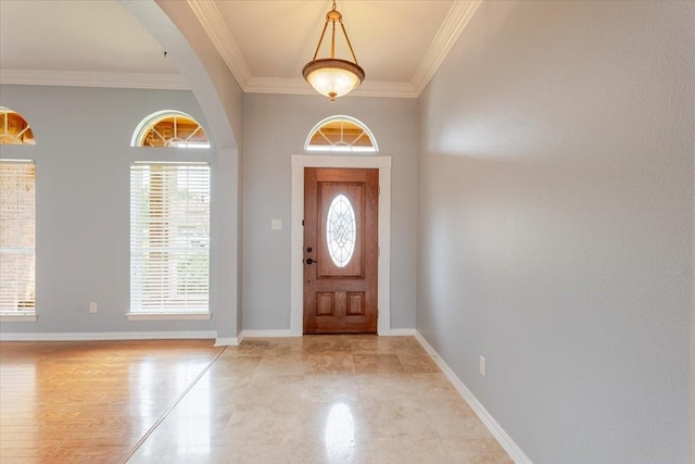 316 Cottonwood Trl, Shady Shores, TX 76208 - entrance foyer with ornamental molding and baseboards