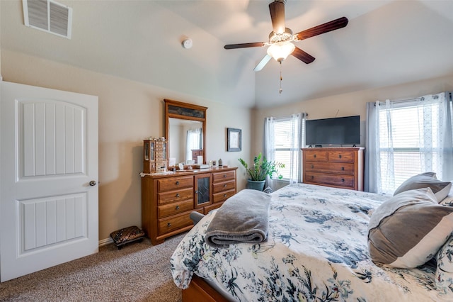 11408 Aquilla Dr, Frisco, TX 75036 - bedroom with lofted ceiling, carpet, and ceiling fan