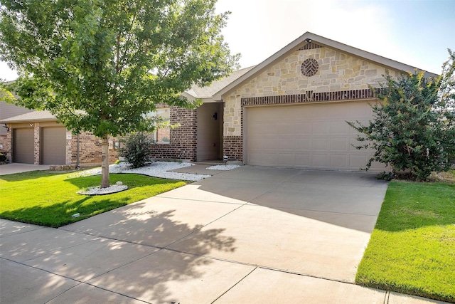 2924 Whitetail Chase Dr, Fort Worth, TX 76108 - view of front facade featuring brick siding, a garage, a front yard, and driveway