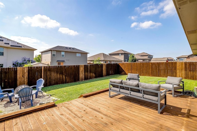 2924 Whitetail Chase Dr, Fort Worth, TX 76108 - wooden deck with an outdoor living space with a fire pit and a residential view