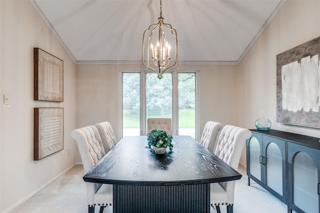 23 Crosslands Rd, Benbrook, TX 76132 - dining area featuring a chandelier, light carpet, crown molding, and baseboards