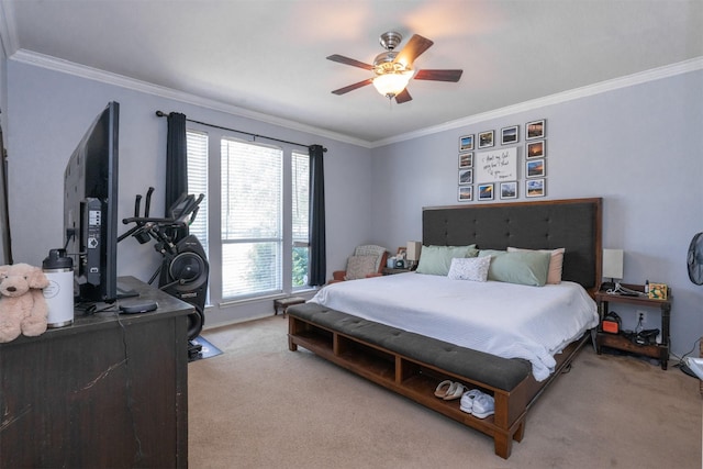 10940 Dillon St, Fort Worth, TX 76179 - bedroom featuring light colored carpet, crown molding, multiple windows, and a ceiling fan