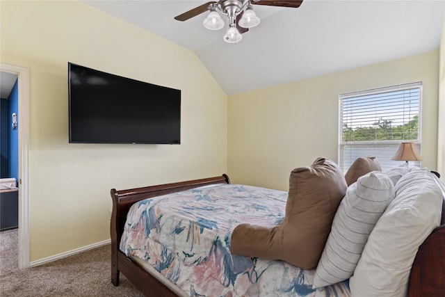 403 Elmcrest Ct, Forney, TX 75126 - bedroom with lofted ceiling, carpet floors, ceiling fan, and baseboards
